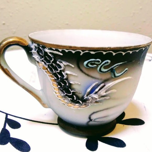 DRAGONWARE DEMITASSE CUP&SAUCER*MORIAGE*HAND PAINTED PORCELAIN*BETSON CHINA*VTG - Picture 6 of 10